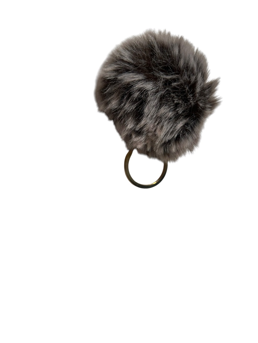 Faux Fur Pom Keychain - Gray
